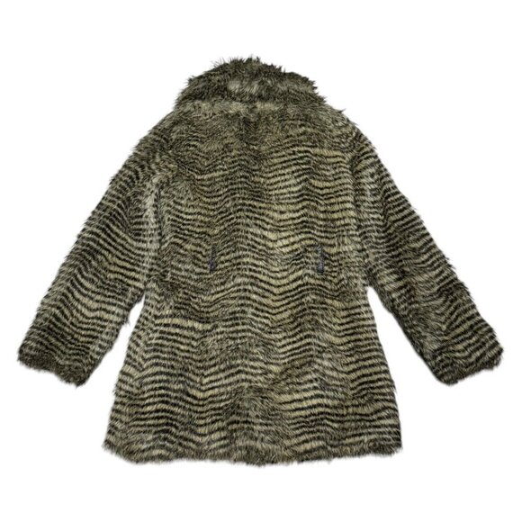 BUFFALO Faux Fur Striped Luxury Designer Winter Parka Casual Glam Coat Small - Picture 2 of 5